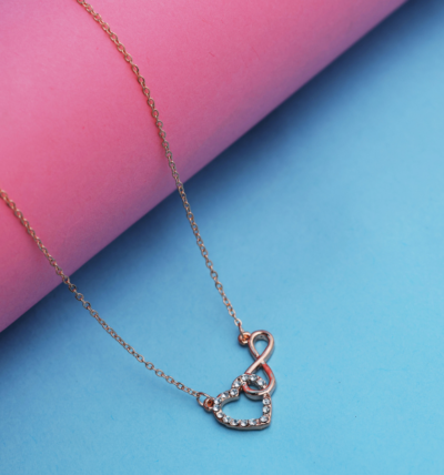 Rose Gold Sparkling Infinity Pendant for Women