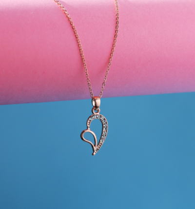 Starry Heart Pendants With Chain Rose Gold