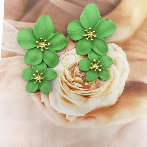 Mint Glow Layered Earrings - Image 4