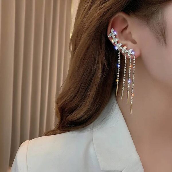 Shimmer Leaf Korean Earrings - Image 2