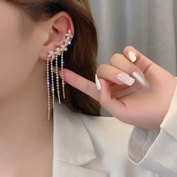 Shimmer Leaf Korean Earrings - Image 3
